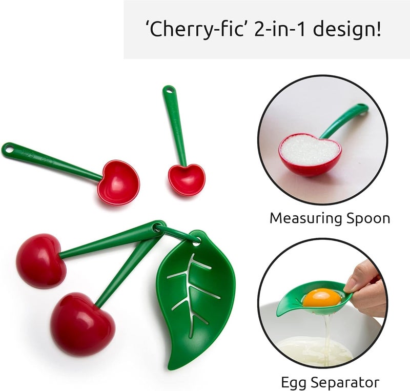 OTOTO Measuring Cups Set - Teaspoons for Dry & Liquid Ingredients, BPA-free & Dishwasher Safe, Funny Gifts, Baking Accessories, Unique Kitchen Gadgets (Mon Cherry) - Image 3